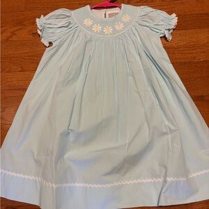 Cactus Light Blue Kids Dress with White Accents